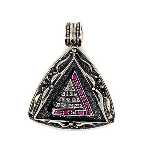 925 Sterling Silber Herren Rubin Pyramide Anhänger Charm 24 Gramm - Bild 1 von 3