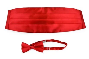 Bow Tie and Cummerbund Set Tuxedo Dinner Suit Accessories Men Boys Sizes - Picture 1 of 5