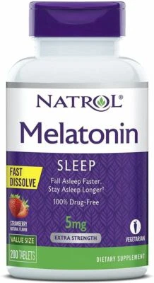 Natrol Melatonina Disolución Rápida 5mg Sabor Fresa, 250 Comprimidos Foto 1 de 4