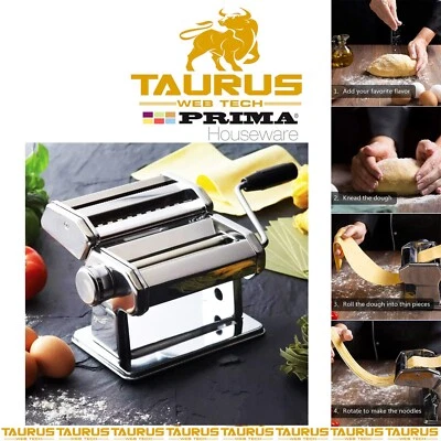 9x Settings PASTA MAKER S/S Kitchen Tool Spaghetti Roller Lasagne Cutter Machine - Image 1 of 4