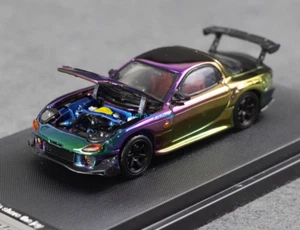 CR TM 1:64 Plating Purple Green RX-7 FD3S RE Sports Model Diecast Metal Car - Picture 1 of 5