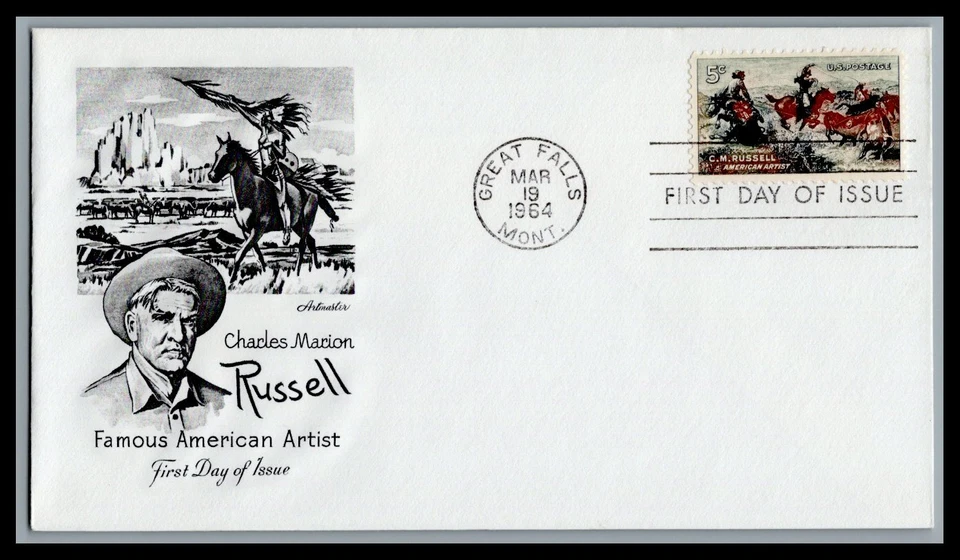 US FDC # 1243 5c Charles Russel Artmaster 1964, 9L329 Foto 1 de 1
