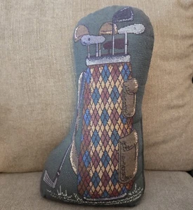 Vintage 70s Golf Tapestry Decorative Door Stop - Picture 1 of 7