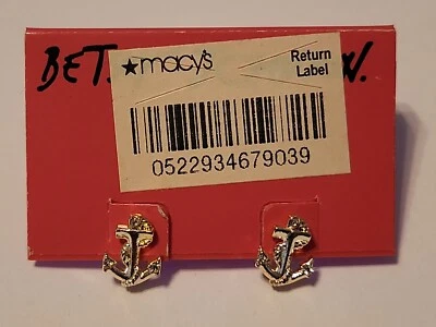Nuevos Pendientes Betsey Johnson plata ancla b07554-e01 $28 venta al por menor Foto 1 de 4