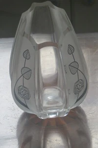 Vintage Rennie Mackintosh Black Rose Vase Frosted Panels Art Nouveau Style - Picture 1 of 6