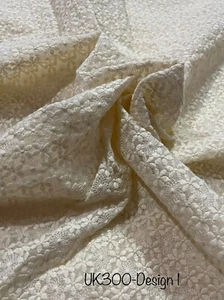 100% SILK ORGANZA Embroidered~57” Wide~Beautiful embroidery organza~ UK300-UK303 - Picture 1 of 25