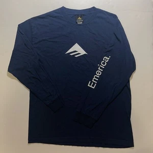 Vintage Emerica Skate Long Sleeve Graphic T-Shirt Adult L Large Blue 90s 00s Y2K - Picture 1 of 8