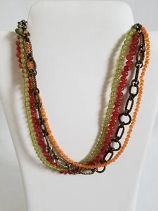 Premier Designs Sherbet Halskette. Antik Bronze, Rot, Orange, Grün EUC - Bild 1 von 3