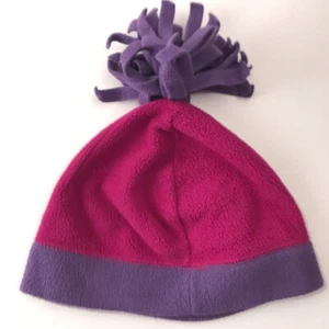 Lands' End Kids Small Size Pink Purple Fun Fleece Pom Pom Hat - Picture 1 of 6