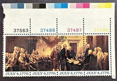 US 1976 Scott # 1694a Corner Plate Block  MNH OG Declaration of Independance 13¢ - Image 1 of 2