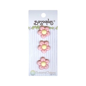 Pink Flower Buttons | Floral Buttons - Shank - Pink - 3/4in. - 3 Pcs (nmbz132) - Picture 1 of 1