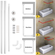 Corner Shower Rail White U&L Shape 3 Way Bath Pole Rod Track Bath HomeCentre®