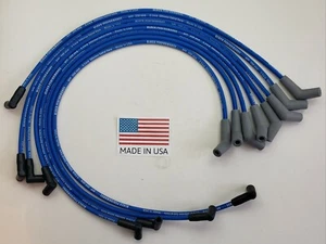 BIG BLOCK CHEVY 396 427 454 8.5MM BLUE HEI SPARK PLUG WIRES 45/135 boots USA - Picture 1 of 2