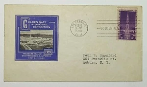 1939 FDC Golden Gate International Exposition Treasure Is. Ioor Cachet Scott 852 - Picture 1 of 2