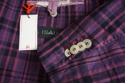 Isaia Pink Purple Plaid Linen Blend Sport Coat Jacket Sz 38R NEW - Image 1 of 4