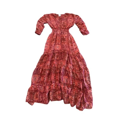 Maxi Vestido MISA Los Angeles RARO Septima Estampado Tapiz Boho Chic Pequeño Foto 1 de 4