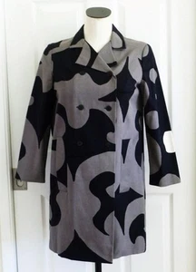 RARE Marimekko Finland VTG 1966 Black Gray Art-to-Wear Abstract Coat 8 36 S EUC - Picture 1 of 14