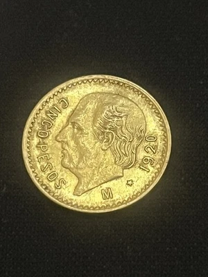 1920 Mexico  Cinco Pesos .12055 Oz Gold - Image 1 of 2