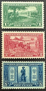 US 1925 Sc# 617-619 Set of 3 MH OG Lexington-Concord Battle 150th Anniv. - Picture 1 of 2