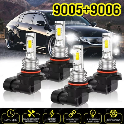 For Lexus GS300 GS430 ES RX 300 400  LED Headlight High Low Beam Bulbs 6000K - Image 1 of 4