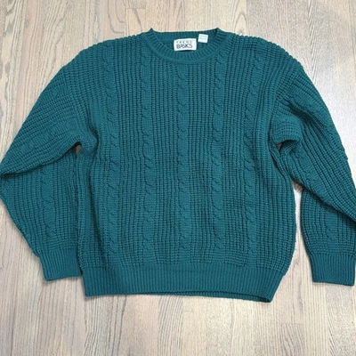 Suéter Tejido Vintage Trend Basics Para Hombre XL Grueso Verde Acrílico Cosby Años 90 Y2K Foto 1 de 4