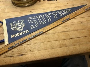Rare Suffern Mounties Hockey Pennant Sports Banner Antique Vintage 24” Felt Vtg - Picture 1 of 10