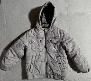 Nike Air Jordan Jumpman Boys Size 6 Winter Hooded Puffer Jacket Coat Black Gray - Picture 1 of 6