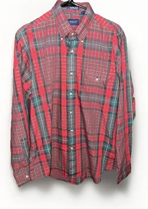 Vintage GANT Hemd Herren L rot blau gestreift Foxhunt kariert langarm Knopfleiste - Bild 1 von 8