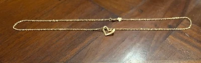 "Collar de cadena de oro de 18"" 14k con colgante de corazón de oro de 14k 2,6 g" Foto 1 de 4
