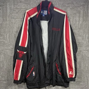 Vintage Starter Chicago Bulls Full Zip Windbreaker Jacket Mens 2XL Embroidered - Picture 1 of 11