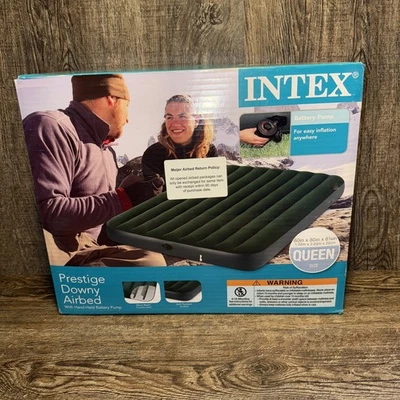 Intex Queen Prestige Downy Airbed Kit with Hand Held Battery Pump NIB New   - Image 1 of 3
