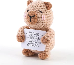 Mini Positive Capibara Häkeltiere, süße Handarbeit gestrickt emotionale Unterstützung - Bild 1 von 8
