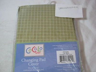 NUEVO Cocalo Baby "Remolcador" 16x32 Cubierta de almohadilla cambiante contorneada terciopelo salvia a cuadros Foto 1 de 3