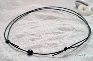 COLLAR SURFISTA cadena de surfista hombre mujer auténtico cuero búfalo perla de madera negro SK - Imagen 1 de 1