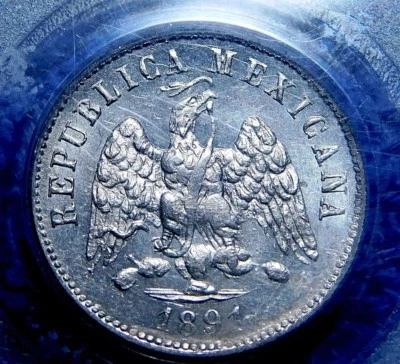 1891-Mo M México 10 centavos graduación profesional MS62 precio más bajo difícil de aletar grado AE-452 Foto 1 de 4