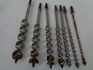 7 Carpentry hand Brace Auger Drill Bits Ridgeway Sheffield Vintage - Picture 1 of 4