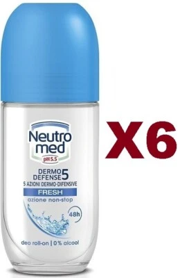 6 STÜCK NEUTROMED DEODORANT ROLL ON DERMO DEFENSE FRESH 50ML GERUCHSHEMMENDE WIRKUNG