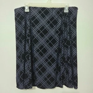 Cato Womens Blue Velvet Burnout Skirt Size L Elastic Waist Y2K Plaid Schoolgirl - Picture 1 of 9