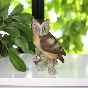 Vintage Lefton Porcelain Great Horned Owl Figurine Japan With Sticker No. KW 121 - Picture 1 of 6