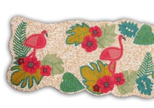 Corredor de mesa con cuentas de flamenco artesanal indio, acción de gracias, decoración 36x13 pulgadas - Imagen 1 de 4