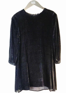 Top túnica Eileen Fisher XXS de terciopelo negro con líneas Burnout para mujer $338 nuevo con etiquetas - Imagen 1 de 6