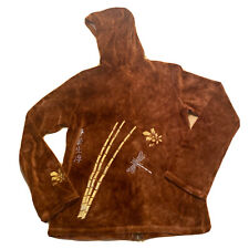 NEW Lady Brown Couture Brand Full Zip Sweatshirt Hoodie Rust Brown M/L Dragonfly