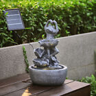 Solar Power Dancing Frog Fountain LED Light Water Feature Garden Statue w/Pumps