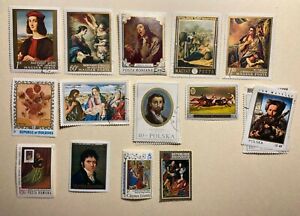Poland, Hungary, Rwanda, Romania, Mongoli: World Stamps Lot 1966-67 - Paintings