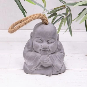 Grey Buddha Door Stop Stone Effect Rustic Rope Carry Handle Oriental stopper - Picture 1 of 3