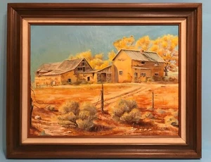 Lonely Old Country Farm Home Carleo Grubb 18x24 Original Fine Oil Painting Frame - Picture 1 of 7