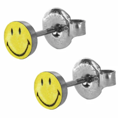 1 Paar Ohrringe Chirurgenstahl Ohrstecker mit Smilie Studex Sensitive - Bild 1 von 4