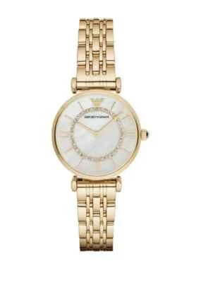 EMPORIO ARMANI WOMENS WATCH WHITE DIAL & GOLD BRACELET AR1907 GIANNI - NEW - Image 1 of 4