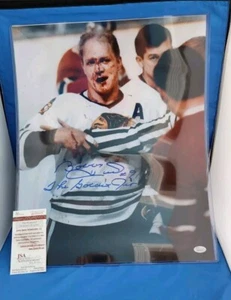 Bobby Hull Signed Blackhawks Blood On Face 16x20 Photo  JSA  - Picture 1 of 4
