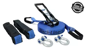 Slackline Komplett-Set 6-Tlg 50mm breit - 25m lang - Blau - Made in Germany - Bild 1 von 3